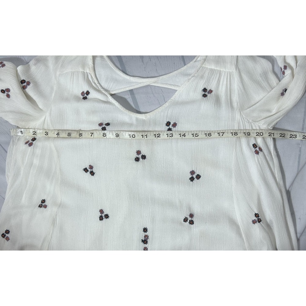 Free People Embroidered Dress Womens Small White Floral Boho V Neck Swing Lined - Picture 4 of 8